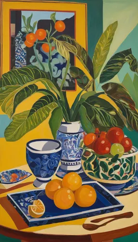 fruit bowl,fruit plate,summer still-life,tea still life with melon,bowl of fruit,still-life,fruit basket,basket of fruit,still life,fruit bowls,still life of spring,bowl of fruit in rain,braque francais,citrus fruits,orange tree,fruits plants,lemon tree,carol colman,still the fruit bowl of life,food table,Art,Artistic Painting,Artistic Painting 38