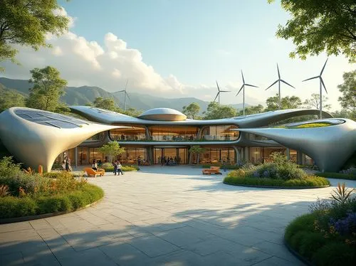 futuristic architecture,ecovillages,futuristic landscape,futuristic art museum,earthship,3d rendering,ecovillage,ecotopia,render,golf resort,solar cell base,modern architecture,modern house,dunes house,smart house,cleantech,ecotech,greentech,skylon,renderings,Photography,General,Realistic