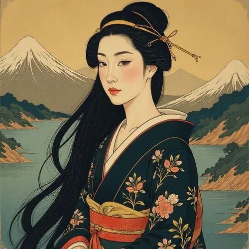 uemura,geiko,maiko,ukiyoe,japanese woman,geisha