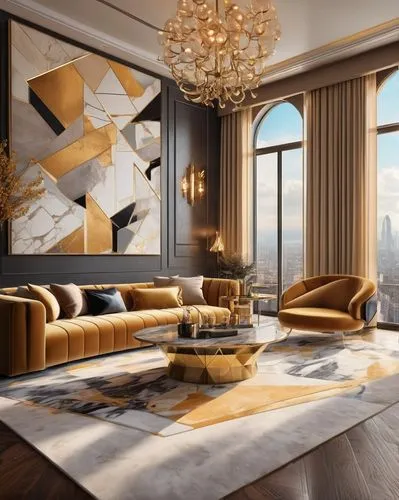 modern decor,living room,apartment lounge,modern living room,luxury home interior,livingroom,penthouses,contemporary decor,interior design,interior decor,great room,interior modern design,interior decoration,modern room,gold wall,sitting room,luxe,an apartment,minotti,ornate room,Conceptual Art,Sci-Fi,Sci-Fi 06