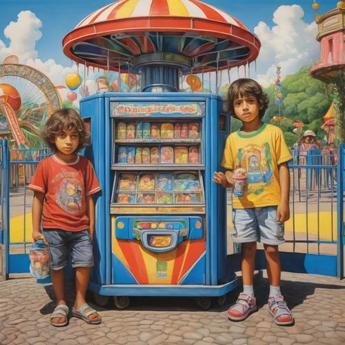 kiosk,paletas,zamperla,ravensburger,photorealist,lachapelle,Art,Classical Oil Painting,Classical Oil Painting 34