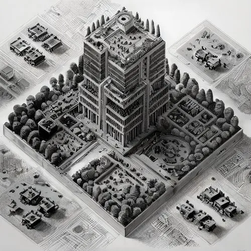 metropolis,city blocks,skyscraper town,escher,kirrarchitecture,urban design,urban development,building honeycomb,isometric,city buildings,destroyed city,factory bricks,mixed-use,ancient city,skyscrape