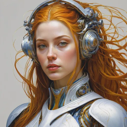 fantasy portrait,sci fiction illustration,fantasy art,cyborg,paladin,jaya,transistor,cg artwork,sprint woman,girl portrait,cuirass,fantasy woman,music player,world digital painting,head woman,echo,mystical portrait of a girl,joan of arc,portrait of a girl,mary-gold,Illustration,Realistic Fantasy,Realistic Fantasy 03