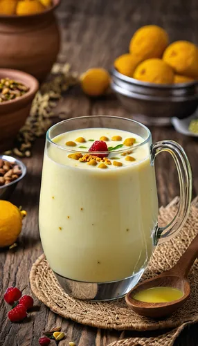 sheer khurma,zabaione,mango pudding,kheer,avgolemono,lassi,crème anglaise,kadhi,white chocolate mousse,passion fruit daiquiri,advocaat,cream of pumpkin soup,béarnaise sauce,vichyssoise,raita,pannacotta,corn chowder,velouté sauce,ayran,passion fruit juice,Photography,General,Realistic