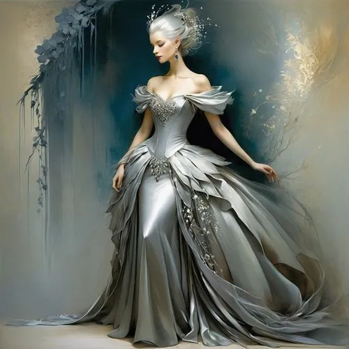 peignoir,the snow queen,white rose snow queen,fairy queen,fantasy art,suit of the snow maiden,Illustration,Realistic Fantasy,Realistic Fantasy 16