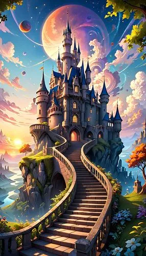 fairy tale castle,fantasy world,fantasy landscape,fairytale castle,3d fantasy,cartoon video game background,fantasy picture,fantasy city,fairy world,dreamlands,fairy tale,fairyland,knight's castle,magical adventure,imaginationland,castlevania,wonderlands,children's background,fantasy art,bonnycastle,Anime,Anime,Cartoon