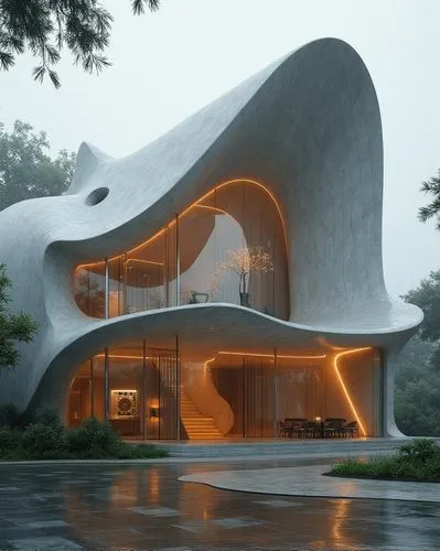  ,a very unique house with a very interesting roof,futuristic architecture,futuristic art museum,modern architecture,cubic house,dunes house,cube house