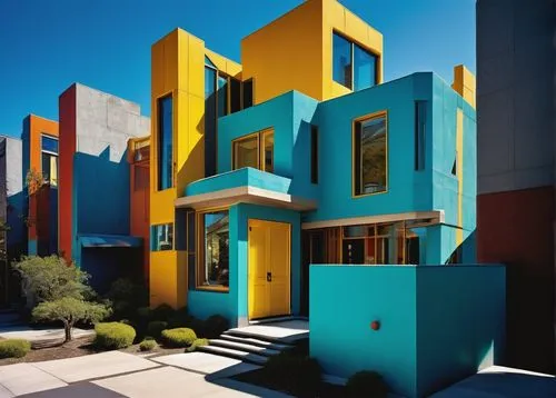 cubic house,cube house,modern architecture,cube stilt houses,corbu,house of sponge bob,townhomes,sottsass,hejduk,quadruplex,multifamily,cubic,cantilevers,gehry,colorful facade,mahdavi,geometric style,seidler,mondrian,constructivist,Illustration,Abstract Fantasy,Abstract Fantasy 21