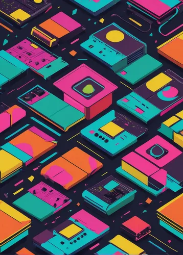 mobile video game vector background,microcassette,abstract retro,80's design,retro pattern,retro background,audio cassette,cassette,cassettes,colorful foil background,musicassette,cassette tape,music digital papers,compact cassette,vector pattern,seamless pattern,isometric,dribbble,music player,abstract multicolor,Illustration,Paper based,Paper Based 01