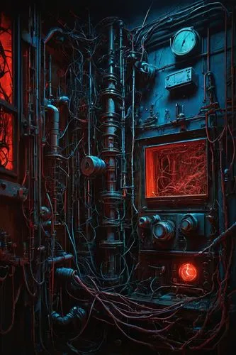 engine room,computer art,insides,the server room,nostromo,circuitry,wiring,cyberscene,furnace,computer room,compartment,spaceship interior,cold room,circuit board,mainframes,cyberpunk,cinema 4d,ufo interior,cyberspace,3d render,Art,Artistic Painting,Artistic Painting 05