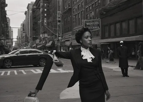 woman in menswear,new york streets,woman walking,woman holding gun,sprint woman,black models,girl in a historic way,harlem,newyork,conceptual photography,black woman,black women,street photography,fashion street,woman pointing,pointing woman,ester williams-hollywood,businesswoman,pedestrian,crosswalk,Photography,Black and white photography,Black and White Photography 05