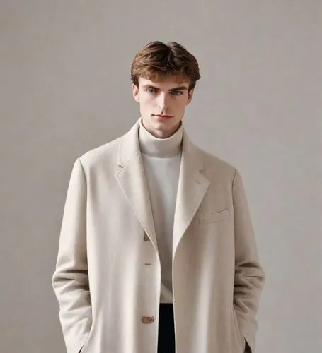 modeling headshots，Men's Fashion，Parisian Minimalism,overcoat,male model,long coat,frock coat,coat,neutral color,menswear,coat color,acne,old coat,men's wear,outerwear,white coat,imperial coat,white-c