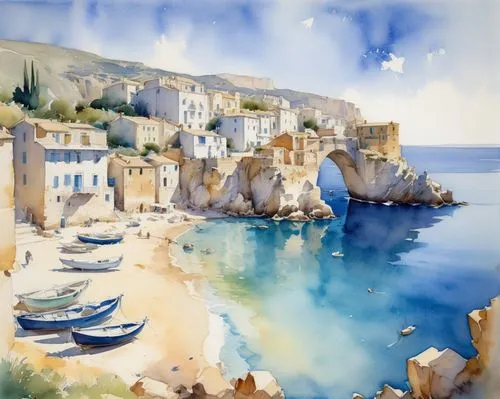 aquarelle,palizzi,ionian,scilla,watercolor,cyclades,cassis,watercolorist,hellenic,watercolor blue,elytis,sea landscape,watercolour,watercolor painting,watercolour paint,ionian sea,cres,water colors,coastal landscape,watercolours,Illustration,Paper based,Paper Based 23