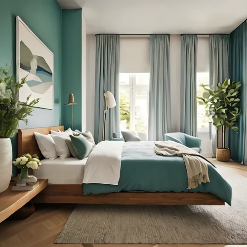 bedroom,guest room,modern room,canopy bed,modern decor,color turquoise,contemporary decor,turquoise wool,trend color,interior design,guestroom,danish room,bed frame,teal and orange,green living,interi