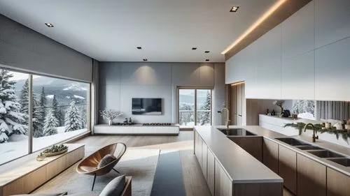 This photo features the living room and small kitchen of a hotel suite located in Puli, Taiwan. 
The design integrates elements of winter, Switzerland, and the tranquil atmosphere of the mountains, 
e