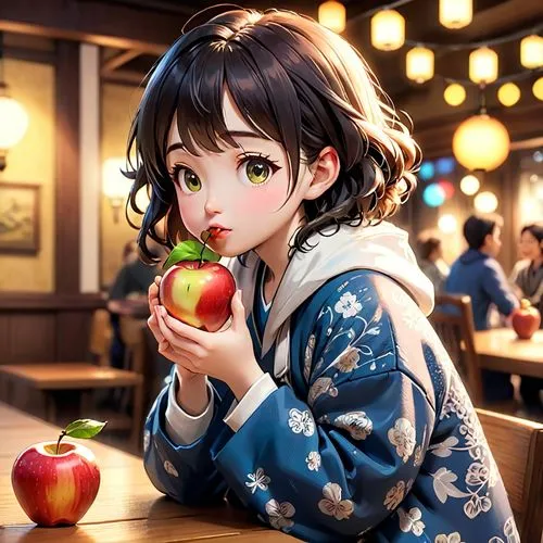 woman eating apple,eating apple,girl picking apples,apple,apples,apple world,Anime,Anime,Cartoon