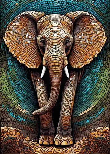 **Art Prompt: Elephant Mosaic Creation**

**Description:**

Craft a vibrant mosaic depicting a majestic elephant, symbolizing luck and wisdom, using techniques inspired by Rastislav Telgdrsky's method