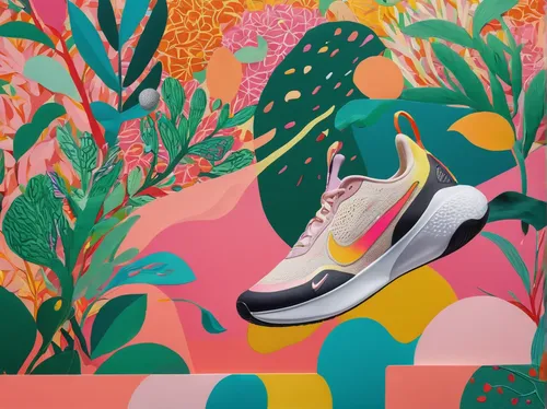 garden shoe,female runner,running shoes,running shoe,women's shoe,walking shoe,outdoor shoe,shoe print,sneakers,runner,woman shoes,flora,shoes icon,tennis shoe,runners,women's shoes,watermelon painting,shoe,water shoe,plimsoll shoe,Illustration,Abstract Fantasy,Abstract Fantasy 08