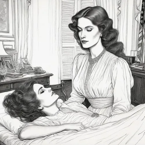 vintage drawing,vintage illustration,stepmother,the victorian era,pencil drawings,book illustration,pencil drawing,honeymoon,clue and white,hand-drawn illustration,mother and daughter,downton abbey,doll's house,victorian style,young couple,hair iron,victorian lady,the long-hair cutter,porcelain dolls,queen anne,Illustration,Black and White,Black and White 28