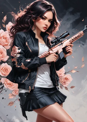 girl with gun,girl with a gun,woman holding gun,holding a gun,spray roses,wild roses,rosa ' amber cover,wild rose,armed,femme fatale,rosa peace,handgun,gun,rosa,target shooting,smith and wesson,combat pistol shooting,katniss,secret agent,air pistol,Conceptual Art,Fantasy,Fantasy 03