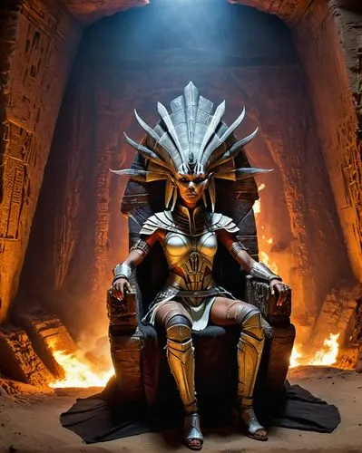 throne,the throne,tutankhamun,tutankhamen,thrones,pharaonic,paysandisia archon,pharaoh,kneel,king tut,god of thunder,massively multiplayer online role-playing game,horus,karnak,games of light,lone warrior,king caudata,sphinx pinastri,warlord,pharaohs,Illustration,Realistic Fantasy,Realistic Fantasy 06