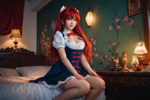 doll dress,sailor,cosplay image,delta sailor,doll paola reina,maid,kantai collection sailor,red riding hood,japanese doll,fantasy girl,velvet elke,red bow,red-haired,dress doll,erika,scarlet sail,little red riding hood,cosplay,anime japanese clothing,nurse uniform,Photography,General,Fantasy