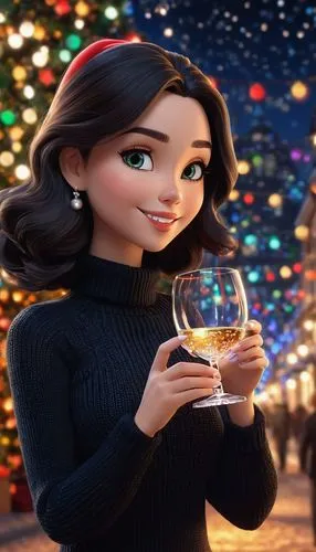 christmas movie,christmas trailer,holiday wine and honey,alita,christmas woman,christmas drink,Unique,3D,3D Character