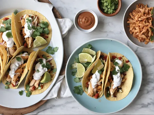 Cilantro Lime Chicken Tacos with Chipotle Crema @themerrythought,mango catfish taco,tacos food,tacos,taco tuesday,shrimp tortillas,mexican foods,fajita,southwestern united states food,tex-mex food,shr