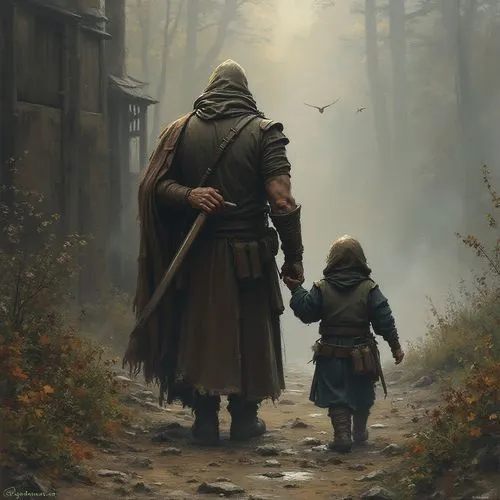 walk with the children,adventurers,hunters,pilgrims,townsfolk,the wanderer