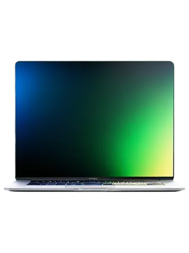 Laptop, MacBook, silver body, glowing screen, high-resolution wallpaper, colorful icons, sleek keyboard, touchpad, modern design, metallic texture, soft lighting, shallow depth of field, 3/4 compositi