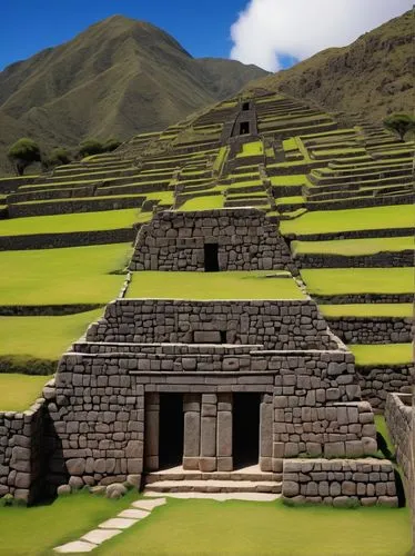 Incan architecture, ancient civilization, Peru, South America, stone structures, intricately carved walls, trapezoidal doors, windows with no arches, polygonal masonry, mortar-free construction, ashla