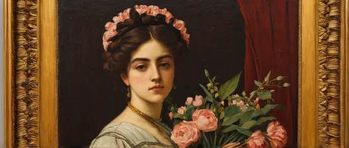 girl in flowers,floral frame,bella rosa,peony frame,portrait of a woman,portrait of a girl,barberini,la violetta,floral arrangement,rose frame,girl in a wreath,flora,girl picking flowers,with a bouquet of flowers,roses frame,fiori,bouquets,holding flowers,with roses,rosa,Art,Classical Oil Painting,Classical Oil Painting 30