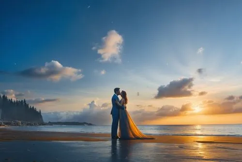 a man and woman kiss on the beach in front of the sun,loving couple sunrise,wedding photography,wedding photographer,wedding photo,elopement,eloped,Photography,General,Realistic