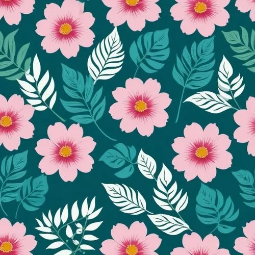 a floral pattern is shown with green leaves and pink flowers,floral digital background,floral background,flowers pattern,tropical floral background,pink floral background,wood daisy background