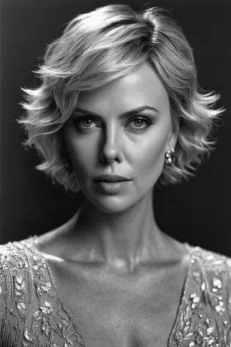 charlize theron,short blond hair,pixie-bob,gena rolands-hollywood,meteora,portrait background,ann margarett-hollywood,hollywood actress,female hollywood actress,composite,pixie cut,actress,aging icon,black and white photo,woman portrait,image manipulation,blonde woman,portrait photography,photoshop manipulation,british actress,Illustration,Black and White,Black and White 23