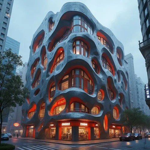 kimmelman,pedrera,building honeycomb,apartment building,futuristic architecture,cubic house,morphosis,guastavino,honeycomb structure,gaudi,3d rendering,bjarke,karchner,edificio,andaz,archigram,safdie,arhitecture,mvrdv,architecturally,Photography,General,Realistic