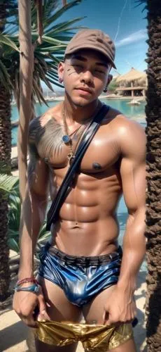 ayia napa,pharaoh,latino,shirtless,bodybuilder,male model,beach toy,abs,sarong,polynesian,fitness model,body building,alpha,png transparent,panamanian balboa,king tut,rope daddy,african american male,