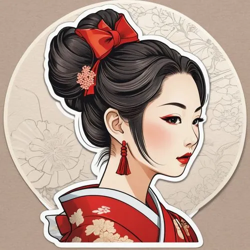 geiko,maiko,geisha girl,geisha,hanfu,mulan,Unique,Design,Sticker