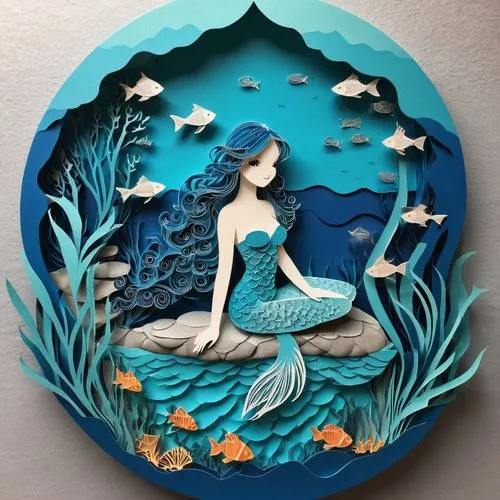 water lily plate,mermaid background,decorative plate,mermaid,mermaid vectors,the sea maid,water nymph,little mermaid,jasmine blue,paper art,mermaid silhouette,under the sea,glass painting,siren,royal icing cookies,blue sea shell pattern,royal icing,aquarius,god of the sea,blue and white porcelain,Unique,Paper Cuts,Paper Cuts 04