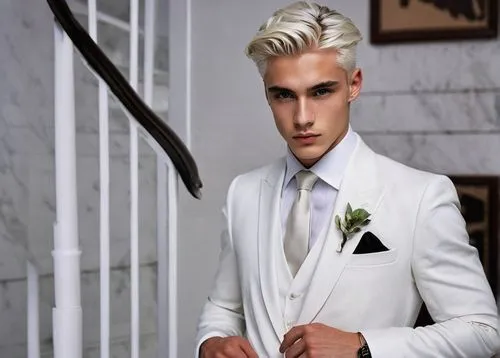 wedding suit,boutonniere,men's suit,male model,groom,formal guy,the groom,bridegroom,silver wedding,white silk,suit of spades,white rose,formal wear,men's wear,male elf,white clothing,white roses,gentlemanly,white gold,groom bride,Photography,Black and white photography,Black and White Photography 09