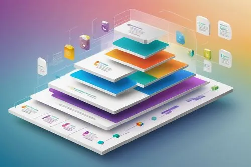 Modern Windows desktop, 3-tier architecture diagram, VB.NET 2017, presentation layer, business logic layer, data access layer, rectangles with rounded corners, bold font, colorful icons, arrows indica