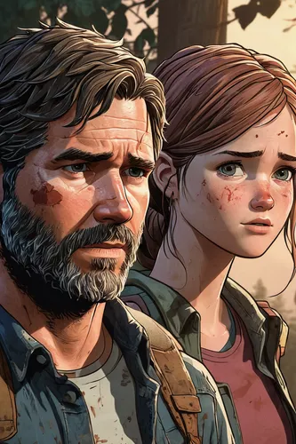 father and daughter,father daughter,clementine,birch family,lori,pam trees,the dawn family,thewalkingdead,mother and father,the walking dead,gale,herring family,mom and dad,reunion,the girl's face,quiet,walking dead,game art,game arc,walkers,Illustration,Japanese style,Japanese Style 07