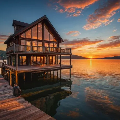 house by the water,house with lake,lake balaton,lake constance,floating huts,stilt house,incredible sunset over the lake,chiemsee,lake geneva,lake zurich,boat house,boathouse,summer cottage,wooden pier,summer house,wooden house,stilt houses,lake taupo,fisherman's house,balaton,Photography,General,Natural