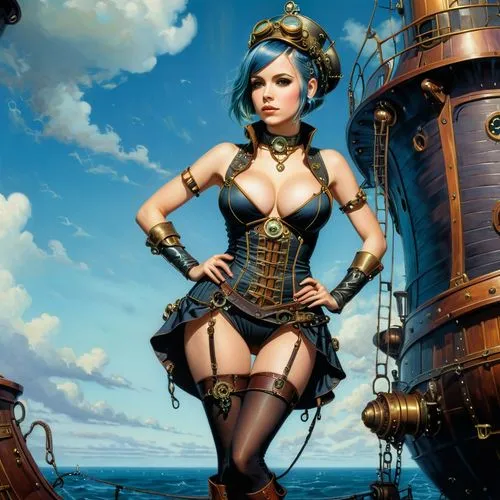 the sea maid,steampunk,sea fantasy,seafaring,figurehead,venetia,Conceptual Art,Sci-Fi,Sci-Fi 21