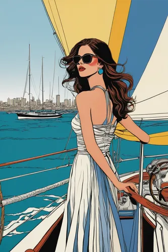 girl on the boat,yacht racing,fashion illustration,sailing,on a yacht,sailing yacht,nautical clip art,seafaring,royal yacht,yachts,scarlet sail,inflation of sail,yacht,caravel,boats and boating--equipment and supplies,sea fantasy,sail,dhow,fashion vector,sails,Illustration,Vector,Vector 14