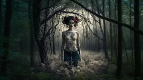 forest man,photo manipulation,ballerina in the woods,photomanipulation,conceptual photography,photoshop manipulation,girl with tree,farmer in the woods,haunted forest,in the forest,primitive man,the w