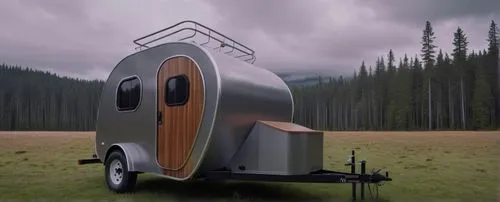 render that mix gray and wood and silver metal finish trailer in the forest
,teardrop camper,camper van isolated,travel trailer,travel trailer poster,horse trailer,camping car,halloween travel trailer