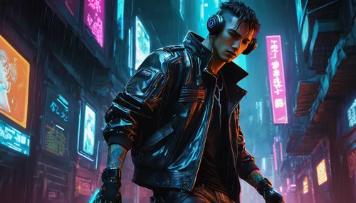 cyberpunk,dystopian,futuristic,terminator,matrix,renegade,cyber,kowloon,jacket,cg artwork,4k wallpaper,vapor,pedestrian,sci fiction illustration,dystopia,echo,urban,neon,hk,electro,Illustration,Realistic Fantasy,Realistic Fantasy 15