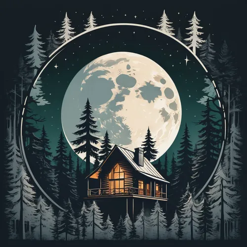 house in the forest,treehouse,witch's house,the cabin in the mountains,tree house,log cabin,small cabin,house silhouette,log home,witch house,little house,cabin,lodge,inverted cottage,hanging moon,houses clipart,lonely house,tree house hotel,house in mountains,summer cottage,Unique,Design,Logo Design