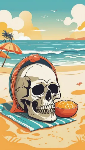 skull illustration,vector illustration,summer icons,skull rowing,summer clip art,scull,calavera,skull and crossbones,vintage skeleton,skull racing,skull drawing,green icecream skull,skull bones,vector graphic,skulls and,pirate treasure,cancer illustration,life raft,beach background,vector graphics,Illustration,Japanese style,Japanese Style 21